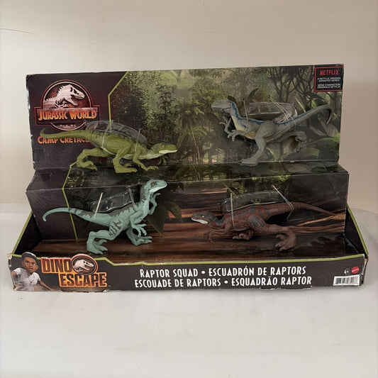 Mattel Jurassic World Camp Cretaceous Raptor Squad Action Figure Set 4 Pieces
