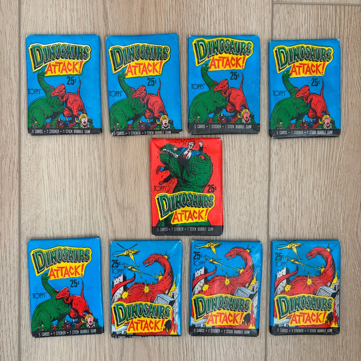 1988 Topps Dinosaurs Attack Trading Cards LOT of 9 Sealed Wax Packs