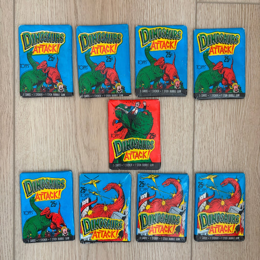 1988 Topps Dinosaurs Attack Trading Cards LOT of 9 Sealed Wax Packs