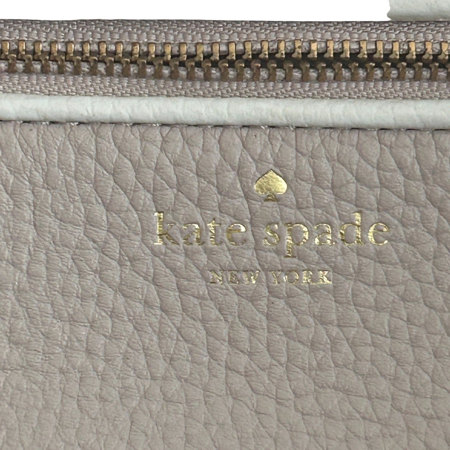 Kate Spade Tan and Ivory Pebbled Leather Zippered Pouch Clutch Wristlet