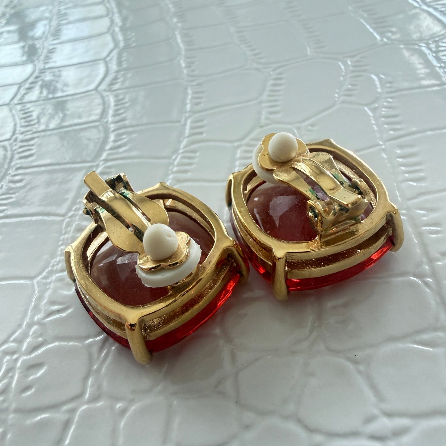 Kate Spade New York Amber Colored, Gold Tone Large Gumdrop Clip-on Earrings