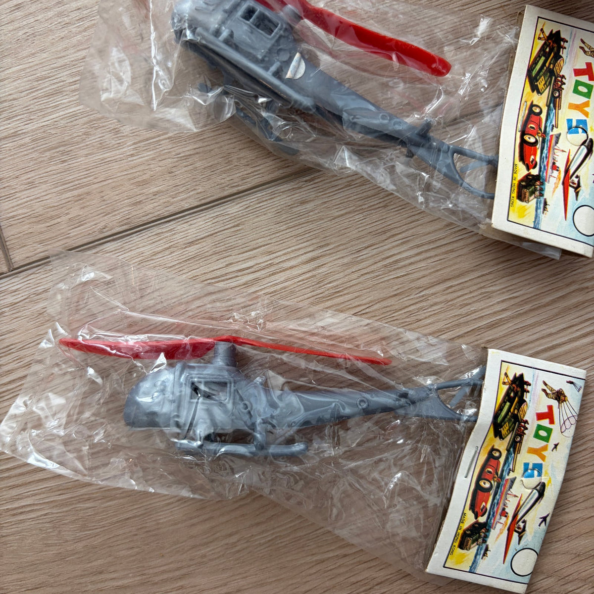 Vintage 1960s Dime-Store Gray Plastic Helicopter Toy Hong Kong NEW LOT of 15