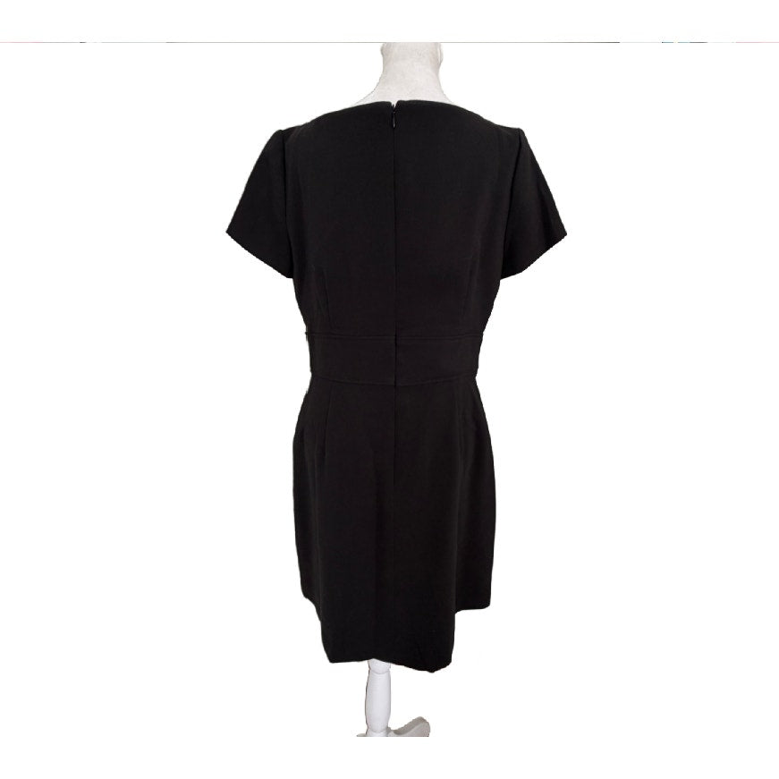 White House Black Market Classic Black Short Sleeve Sheath Dress Womens Size 8