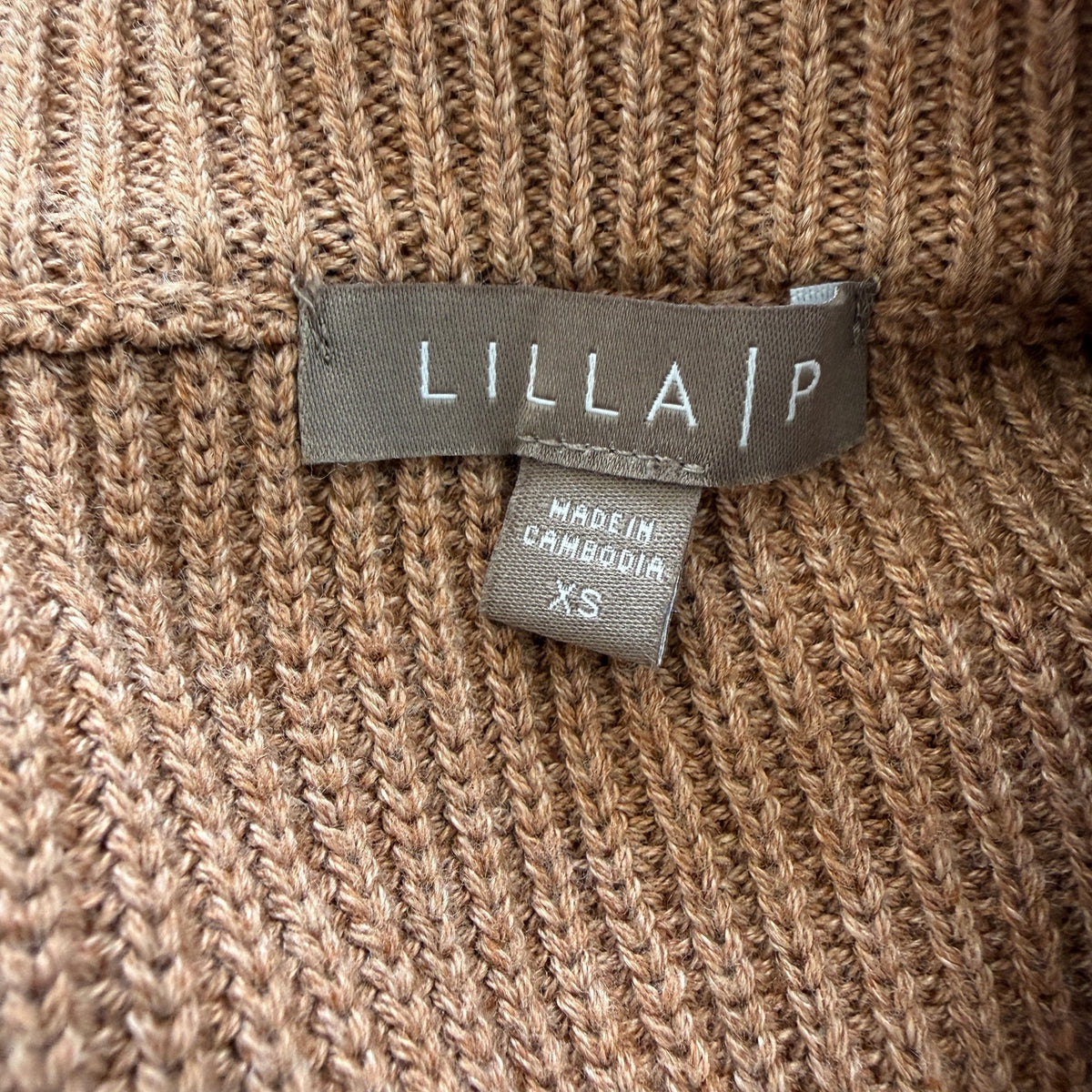Lilla P Mixed Media Pullover Brown Sweater Vest + White Puff Sleeve Top Size XS