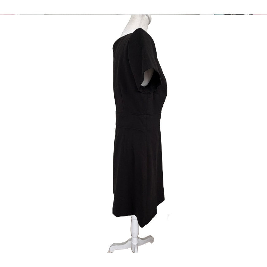 White House Black Market Classic Black Short Sleeve Sheath Dress Womens Size 8
