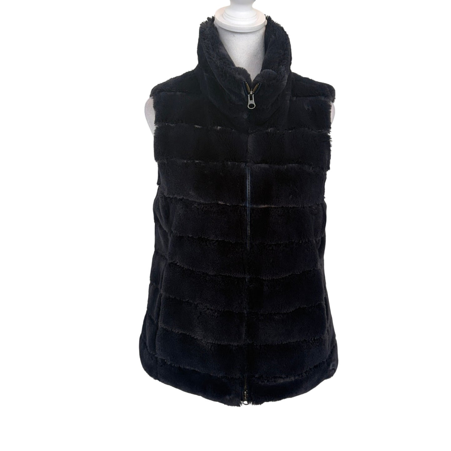 Navy Blue Faux Fur Vest Womens Size Small