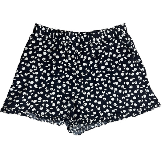 Maeve Anthropologie Black and Ivory Cherry Pattern Shorts Womens Size Large