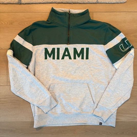 University of Miami Mock Neck 1/4 Zip Pullover Sweatshirt Mens Size XL