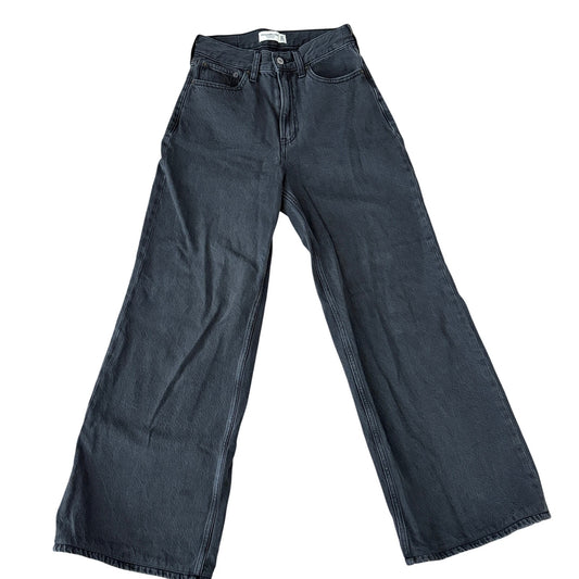 Abercrombie & Fitch The Wide Leg High Rise Jean Black Denim Women Size 24 / 00 L