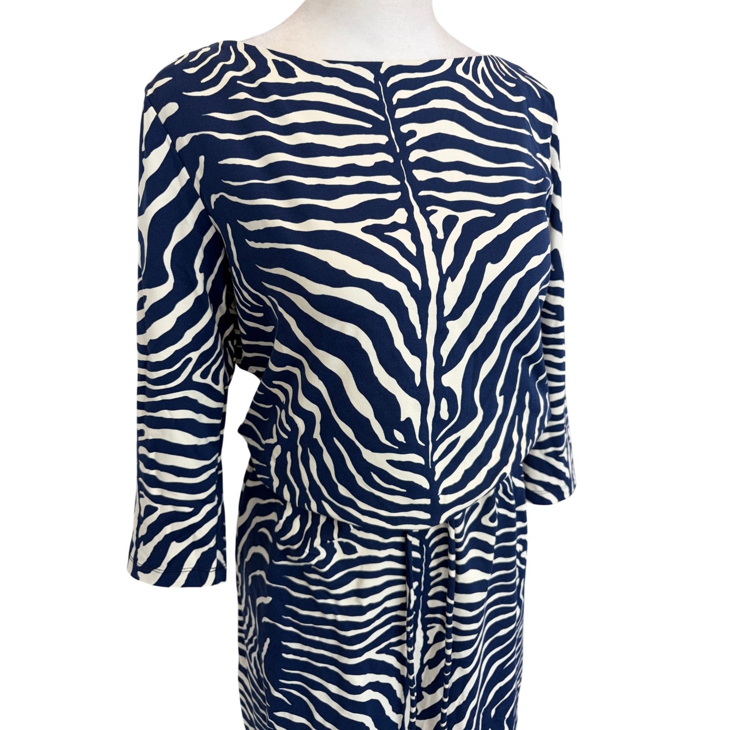 J. McLaughlin Blue, Ivory Animal Print Stretch Dress Womens Size Medium
