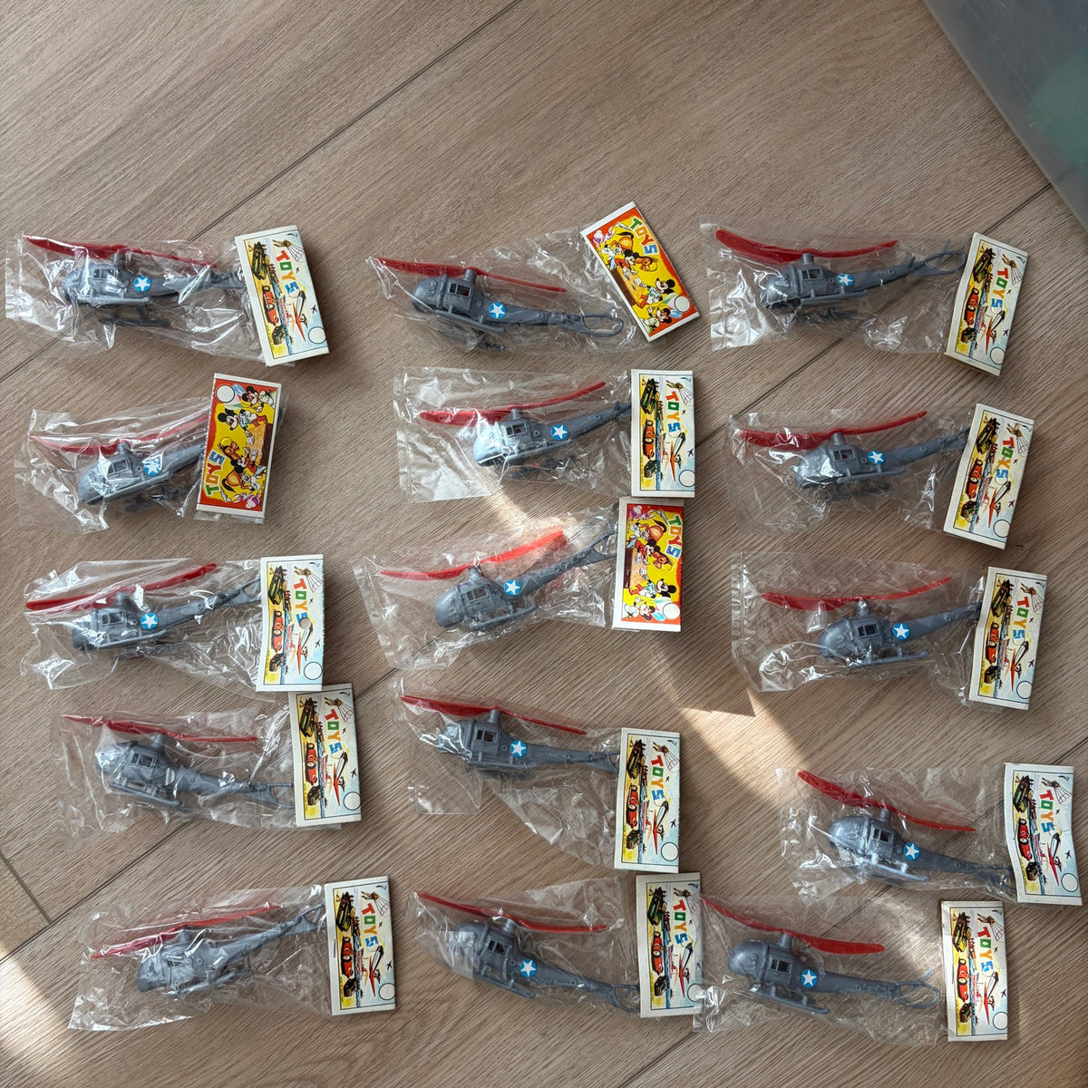Vintage 1960s Dime-Store Gray Plastic Helicopter Toy Hong Kong NEW LOT of 15