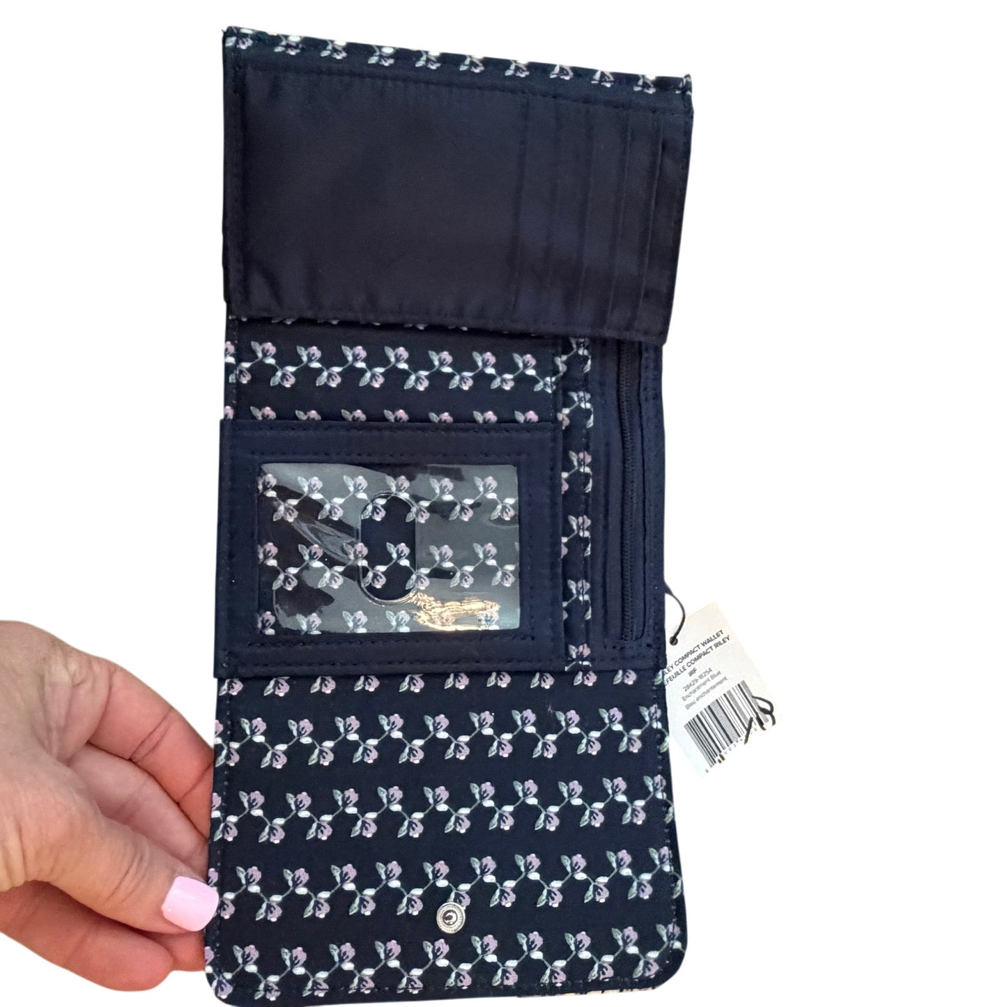 Vera Bradley RFID Riley Compact Wallet Enchantment Blue NEW WITH TAGS