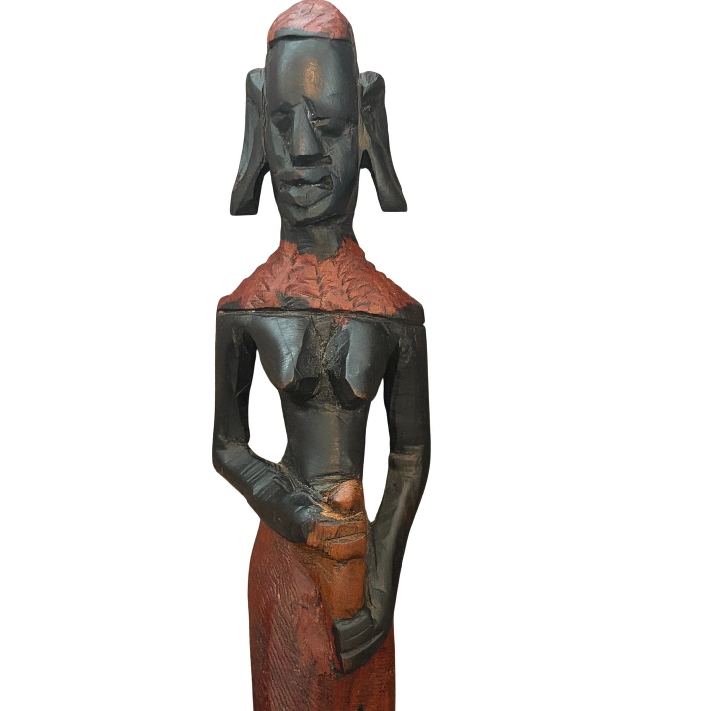 Vintage African Tribal Hand Carved Wooden Statue Figure 12" and 7" LOT of 3