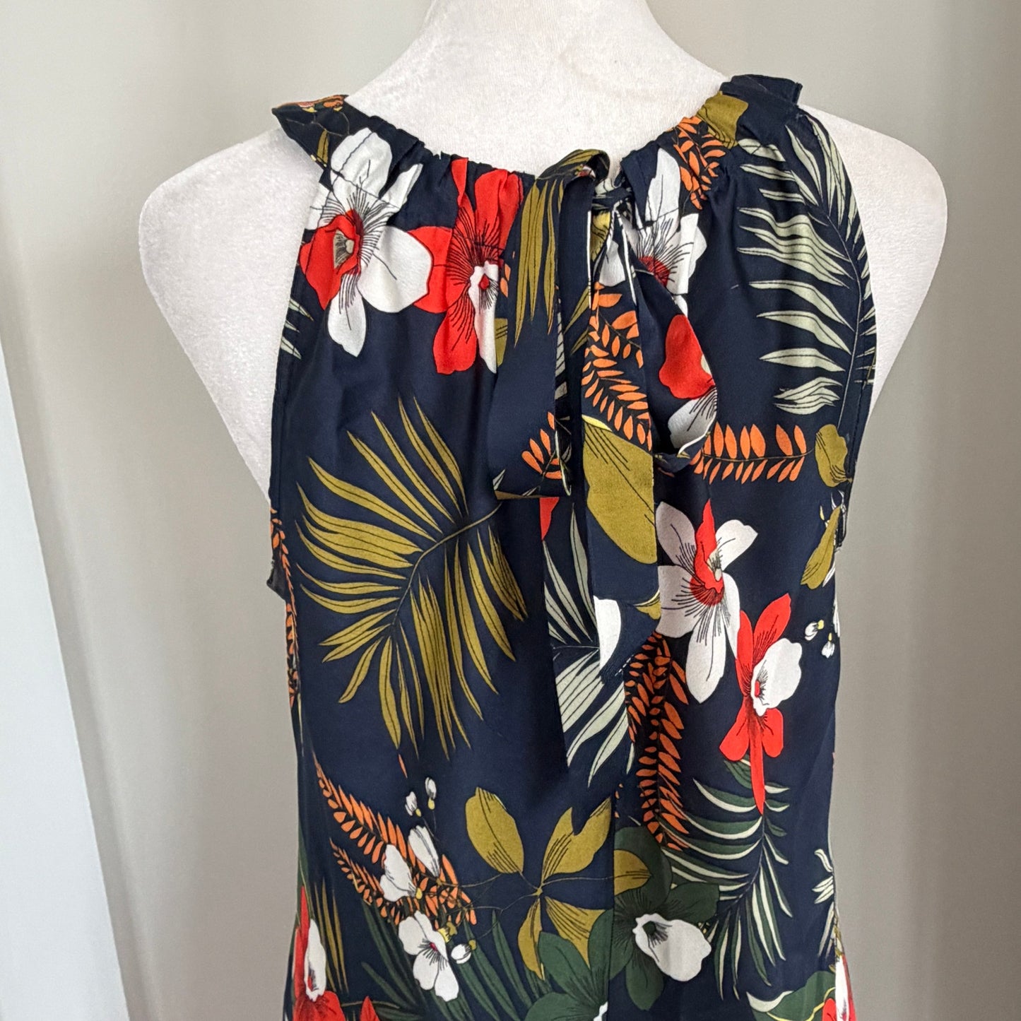 Dora Landa Blue and Red Floral Halter High Low Top Womens Size Small