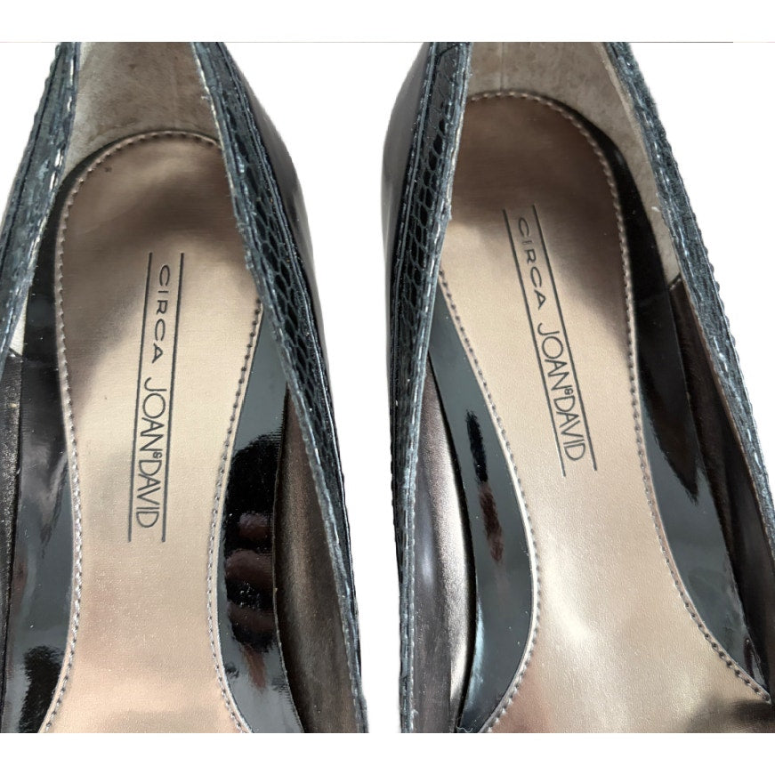 Circa Joan & David Black Snakeskin Leather Heels CJSARTADA Womens Size 8