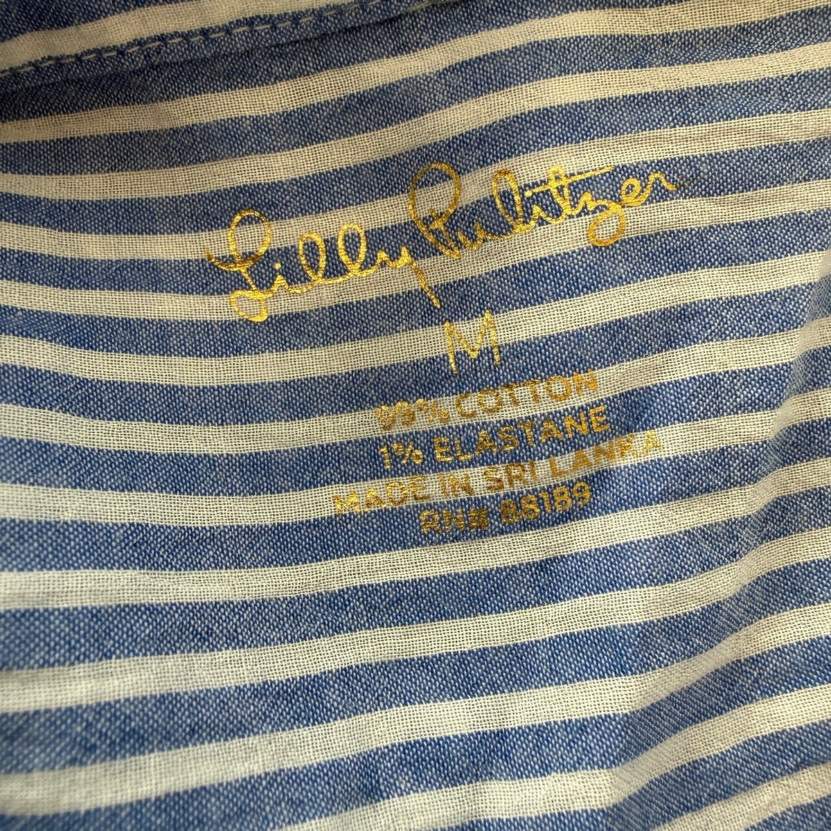 Lilly Pulitzer Blue and White Striped Button Down Shirt Womens Size Medium
