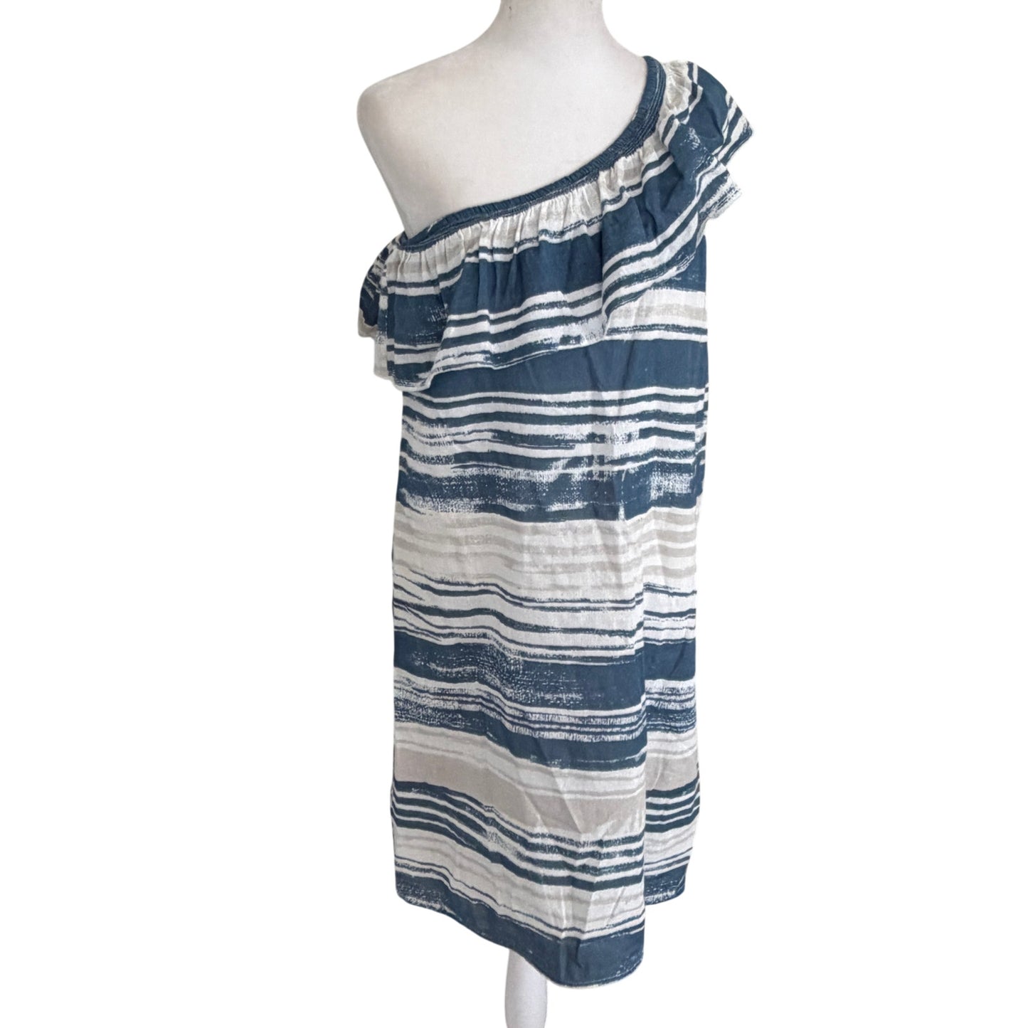 Lilla P Blue and White One Shoulder Summer Sundress Dress Womens Size Small