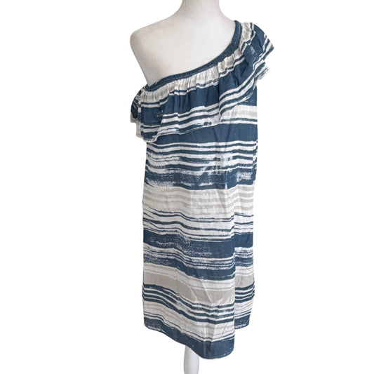 Lilla P Blue and White One Shoulder Summer Sundress Dress Womens Size Small