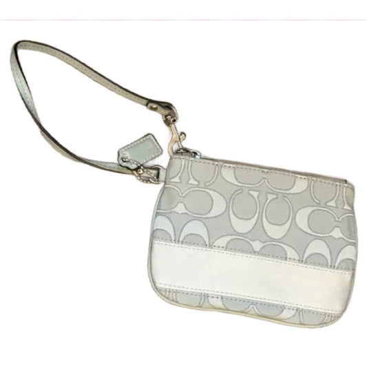Coach Gray and Silver Classic Monogram Credit Card ID Wristlet Wallet