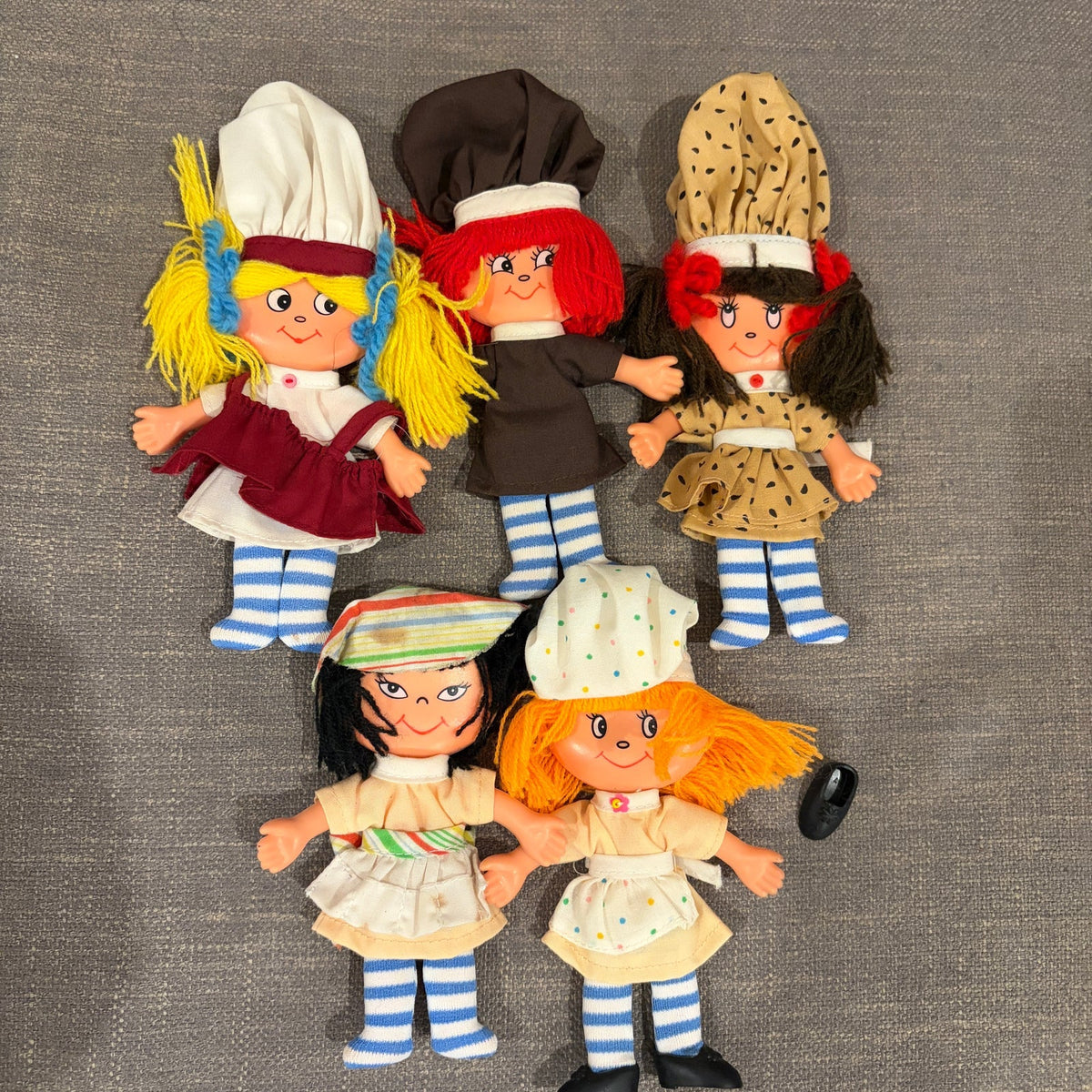 Vintage 1981 The Cooky Box Flat Bendable Dolls LOT of 5