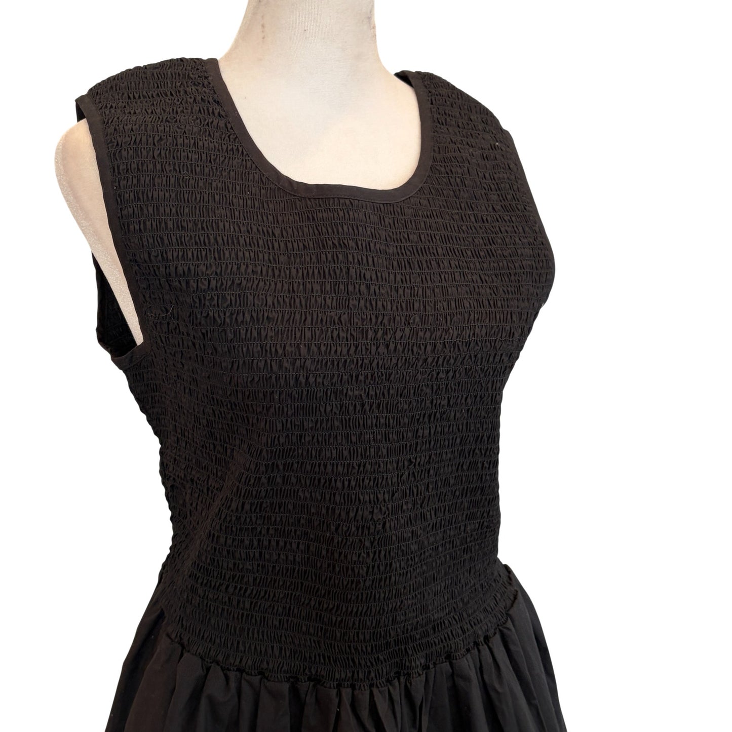 French Connection Black Ruched Sleeveless Fit Flare Mini Dress Womens Size 12