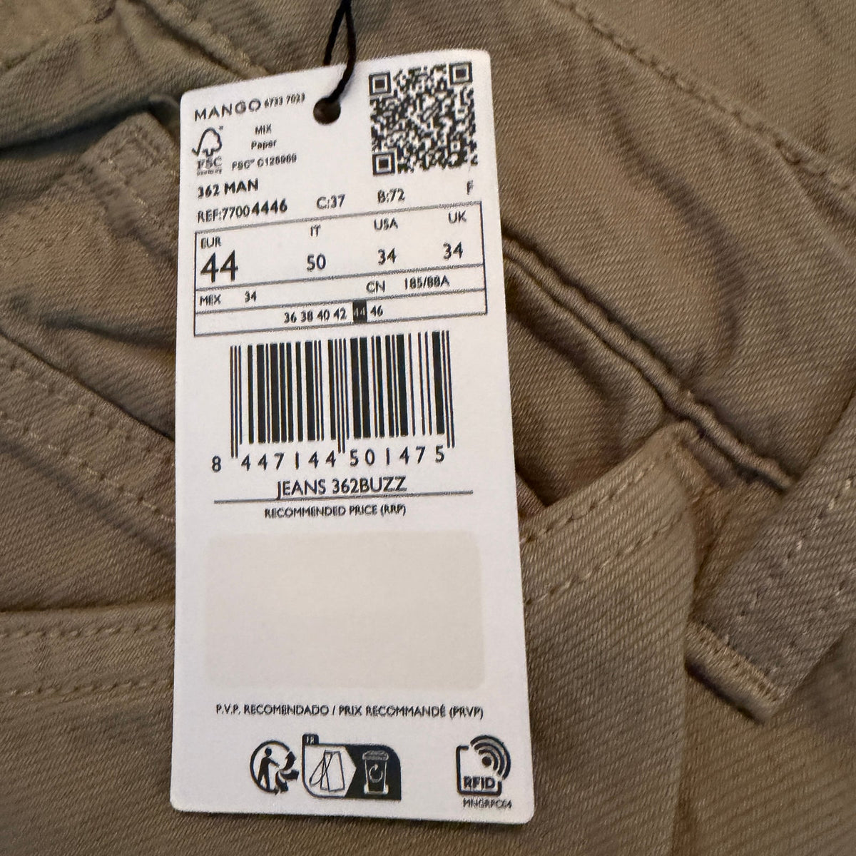 Mango MNG Tan Brown Carpenter Jeans Pants Mens Size 34 NEW