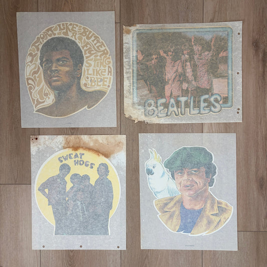 Vintage 1970s Iron Ons Beatles, Sweathogs, Baretta, Muhammad Ali